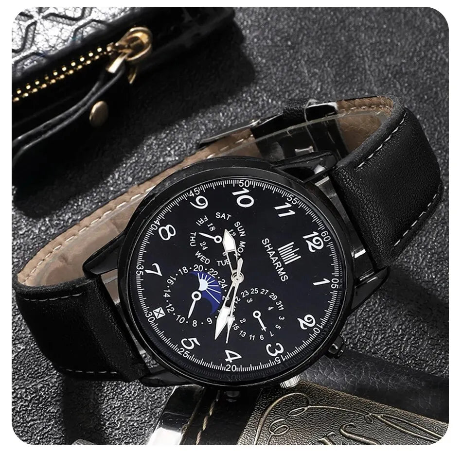 Relógio Masculino Retro Black - Estilo Clássico e Elegante para o Homem Moderno