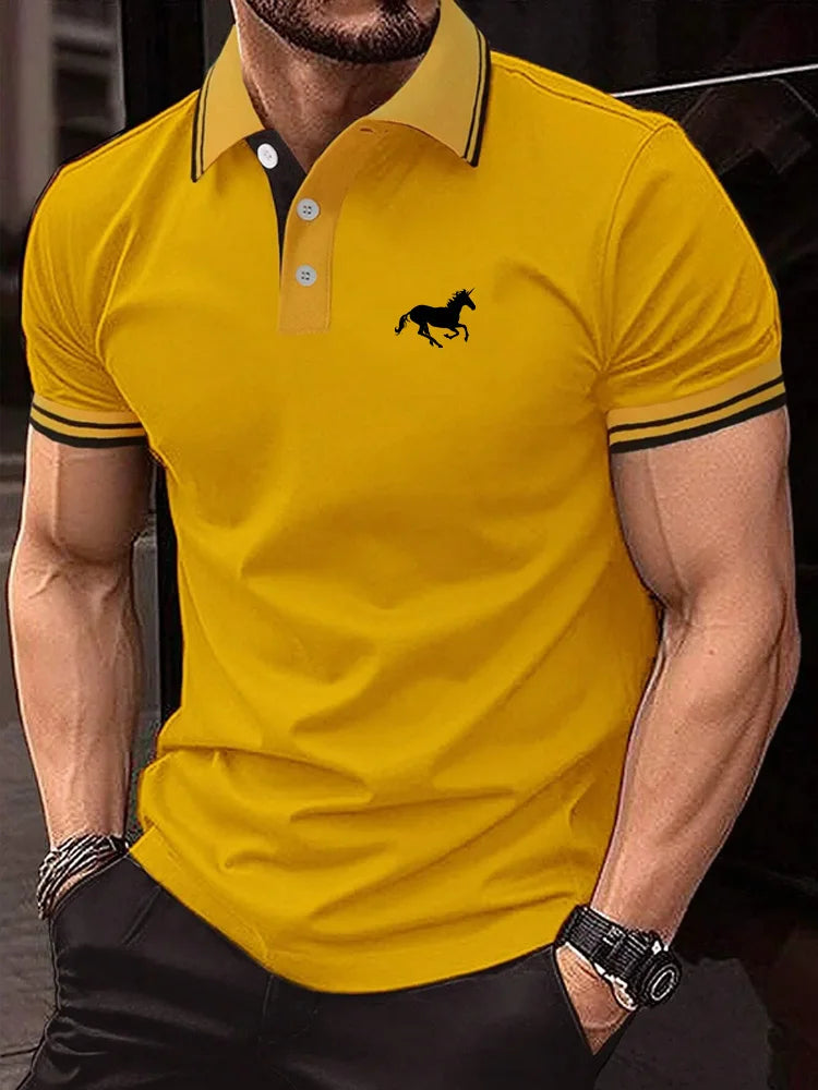 Camisa Polo de Poliéster Masculina - T-Shirt Casual de Alta Qualidade para o Verão
