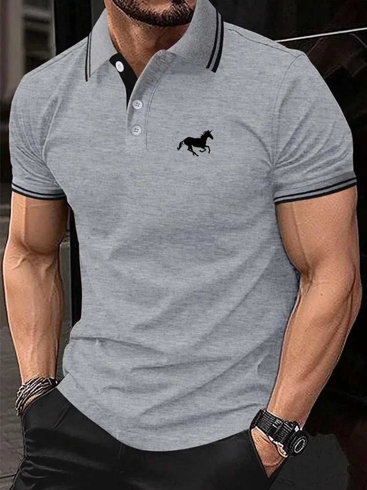 Camisa Polo de Poliéster Masculina - T-Shirt Casual de Alta Qualidade para o Verão