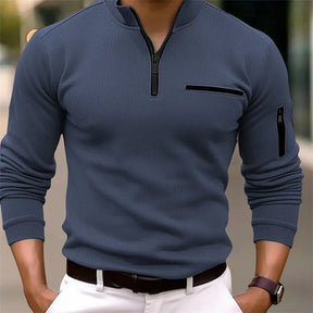 Polo Masculina Casual de Luxo com Listras - Estilo Retro e Conforto para o Dia a Dia