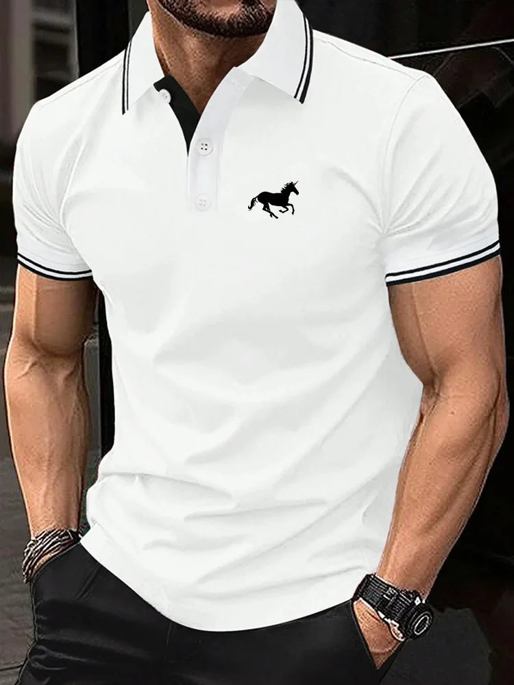 Camisa Polo de Poliéster Masculina - T-Shirt Casual de Alta Qualidade para o Verão
