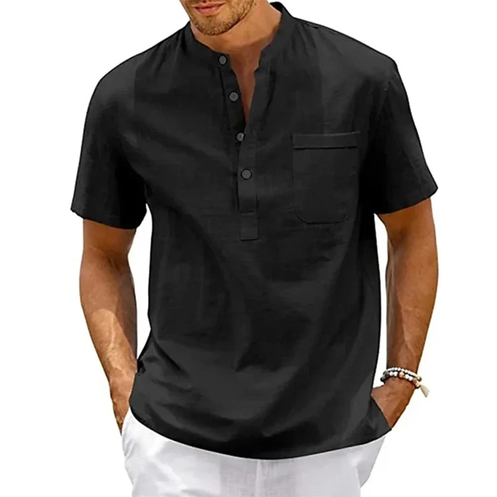 Camisa Masculina Henley - Estilo Casual e Conforto para o Verão