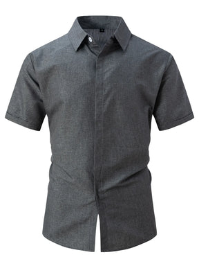 Camisa Masculina Casual de Algodão e Linho - Estilo Solto e Confortável para o Verão