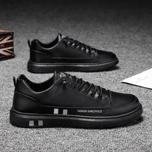 Tênis Masculino Casual de Couro - Branco, Estilo Esportivo e Impermeável para o Dia a Dia