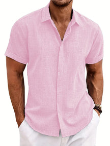 Camisa Masculina Casual de Algodão e Linho - Estilo Solto e Confortável para o Verão