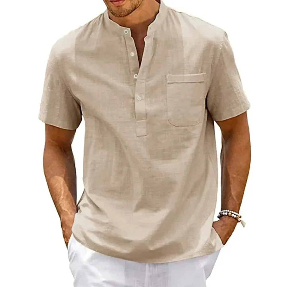 Camisa Masculina Henley - Estilo Casual e Conforto para o Verão